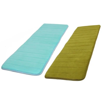 

Promotion! 2 Pcs 120X40Cm Absorbent Non Slip Memory Foam Kitchen Bedroom Door Floor Mat Rug Carpet , Blue & Olive Drab