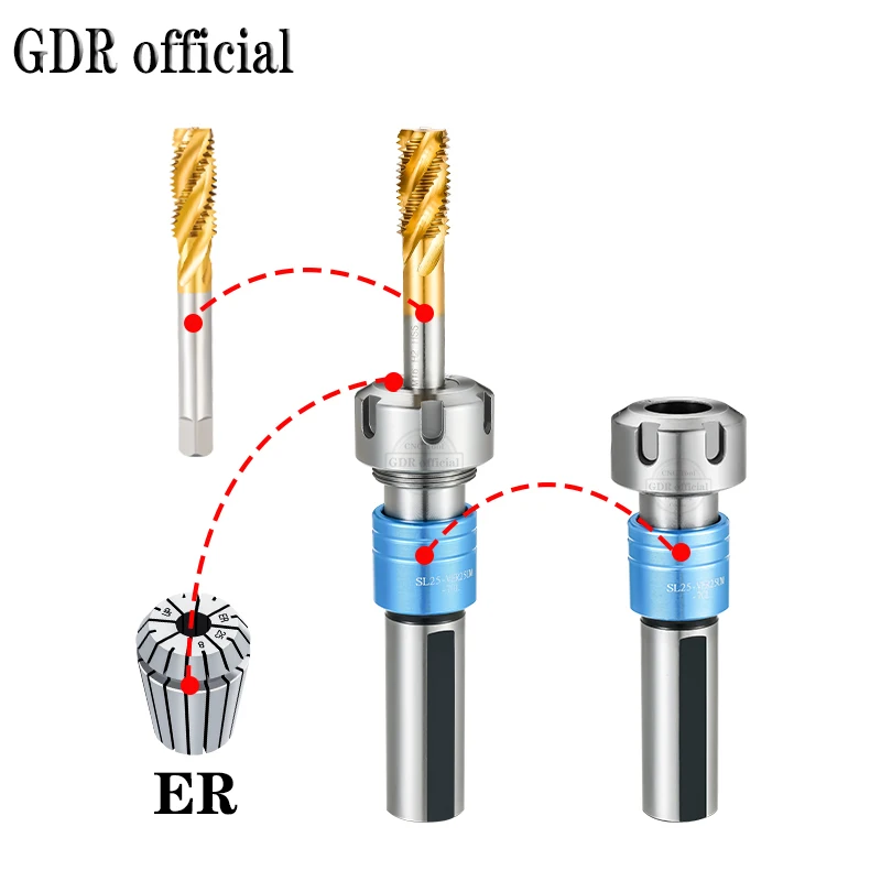 직선 생크 공구 홀더 C20 C25 C32 VER ER16 ER20 ER25 ER32 VER16 VER20 VER25 VER32 개폐식 태핑 플로팅 공구 홀더