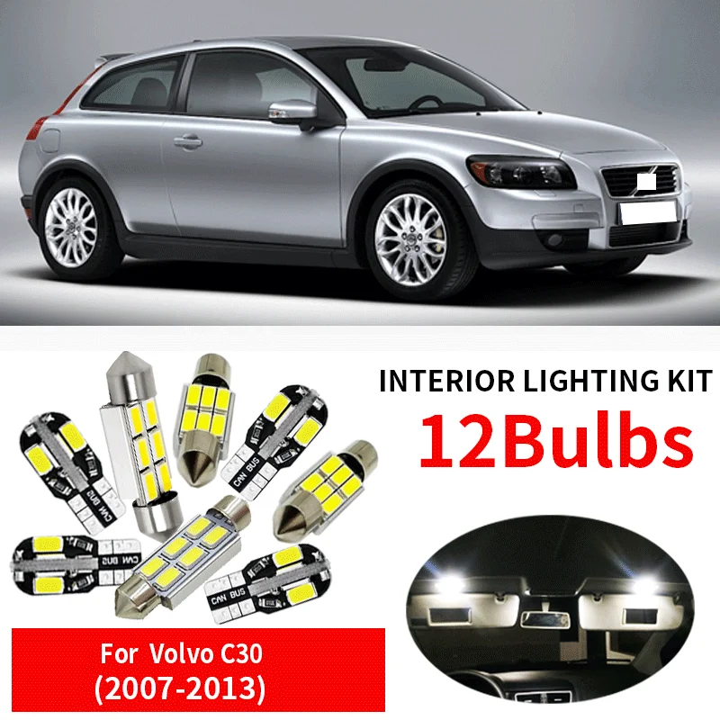 12 шт. светодиодные лампы для салона автомобиля 2007 2013 Volvo C30|Сигнальная лампа| |