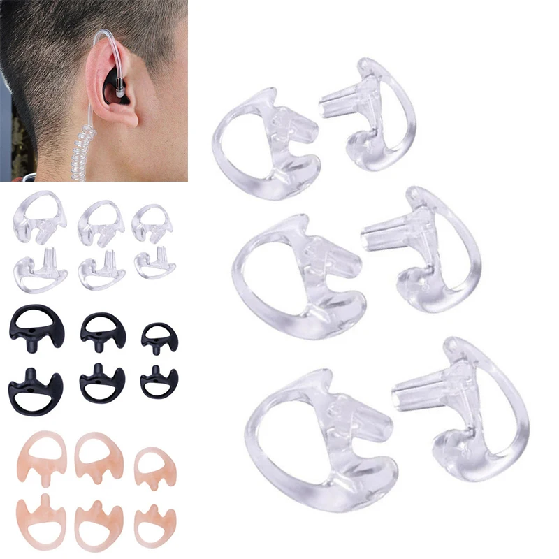 

New 2Pcs Ear Molds Soft 2-Way Radio Earmold Replacing Earpiece Insert for Acoustic Coil Tube audio kits Headphone Accessories