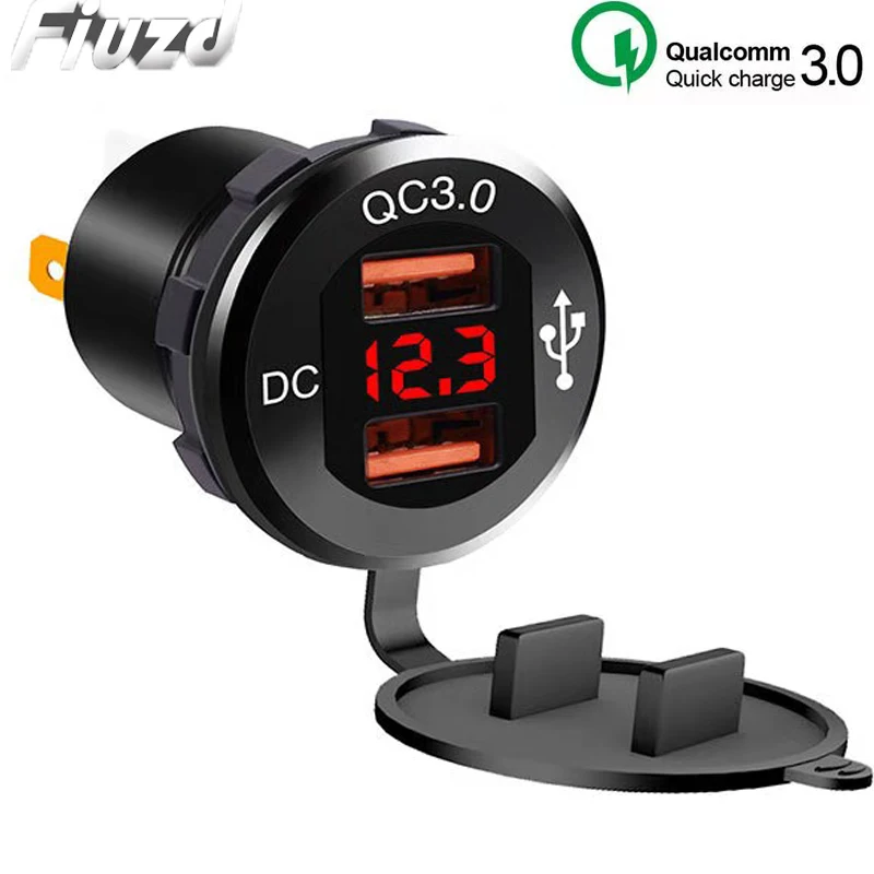 Metal QC 3.0 car charger 24V Car Bus Boats Vehicle LED Indicator High Quality USB Charger Socket Cigarette Car-Charger Adapter - Тип штекера: Универсальный