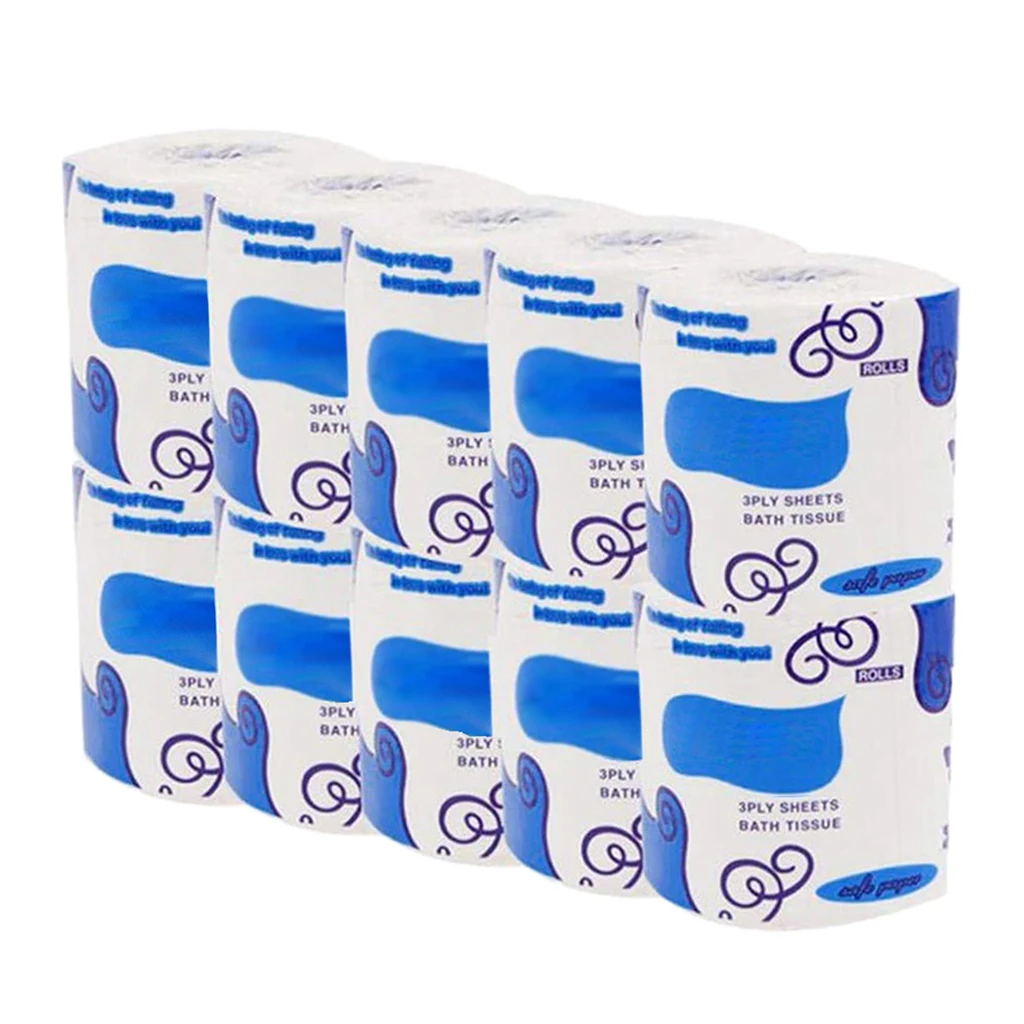 10 Rolls Toilet Paper Super Soft Clean Feel Toilet Paper Household Three-Layer Paper Towel Replacement 