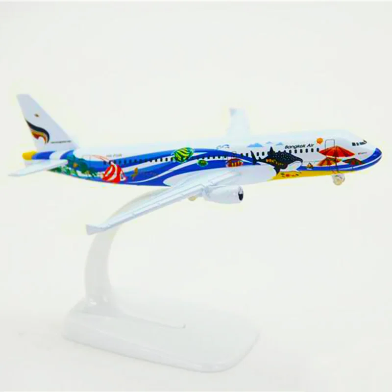 16 см 1:400 шкала Airbus A320, Таиланд, с рисунком рыбы, Окрашенный корпус, литье под давлением, металлический самолет, вентиляторы, подарки, игрушки