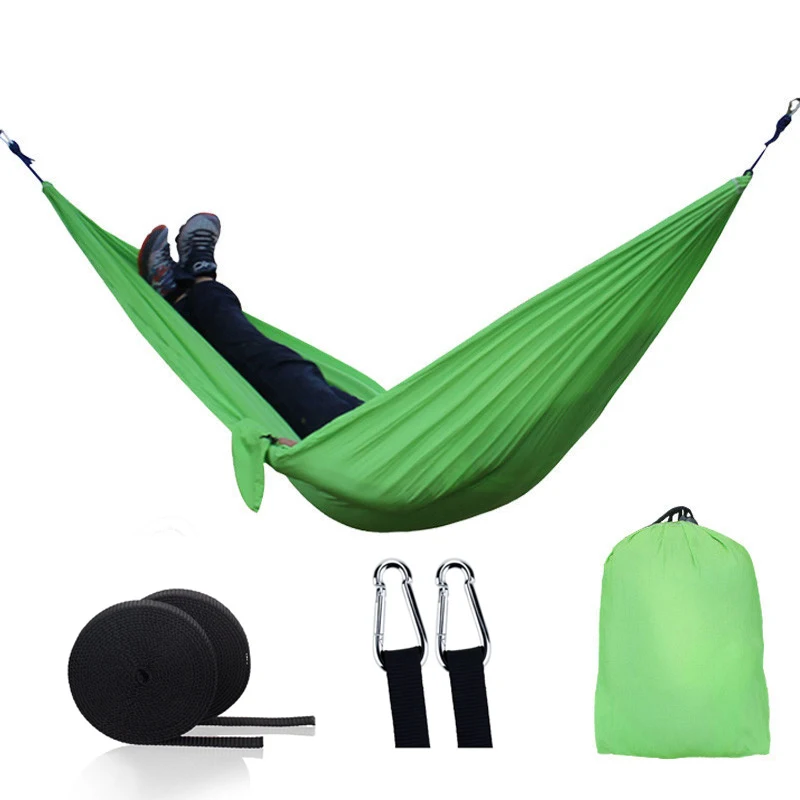 

Nylon Double Person Hammock Adult Camping Outdoor Backpacking Travel Survival Garden Swing Hunting Sleeping Bed Portable Hammock