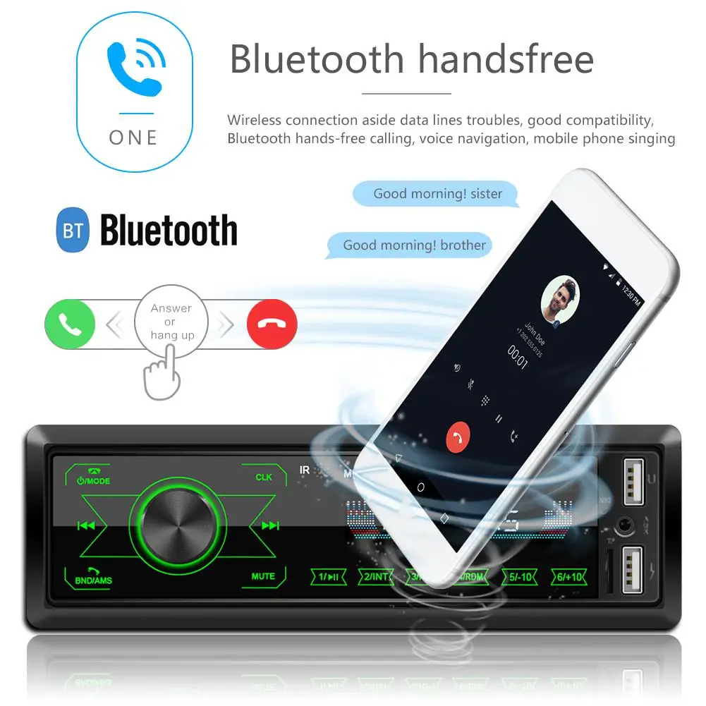 Автомобильный Bluetooth-радиоприемник mp3-плеер стерео USB 12 В In-dash 1 Din FM Aux вход приемник