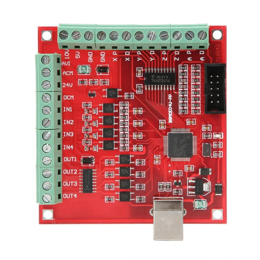 Red Break-out Board,CNC USB MACH3 100Khz,Support Stepper Motor Drive Servo Drive,Support Four-Shaft Linkage 