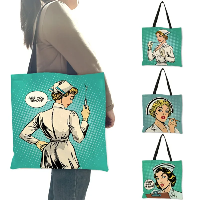 Сумка через плечо с уникальным рисунком Bolso Mujer рисунок медсестры эко лен