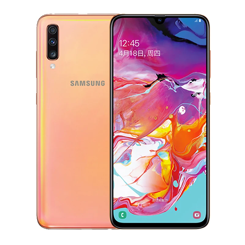 Samsung Galaxy A70 8 Гб 128 ГБ 6," экран капли воды 25 Вт Быстрое зарядное устройство 32 МП фронтальная камера 4500 мАч 4G NFC мобильный телефон - Цвет: Оранжевый