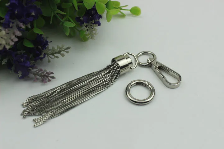 silver Meetee 2/5 шт. 16 см с металлическими заклепками; туфли-лодочки брелок Tassel Pendant сумка ремень вешалка крючок для пряжек, самодельный сумок украшения фурнитура Аксессуары BF391 - Цвет: silver
