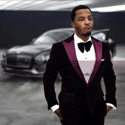 Men's Velvet 2-Piece Wedding Groom Tuxedo Business Men Slim Fit Jacket Blazer + Pants Party Dress костюм мужской