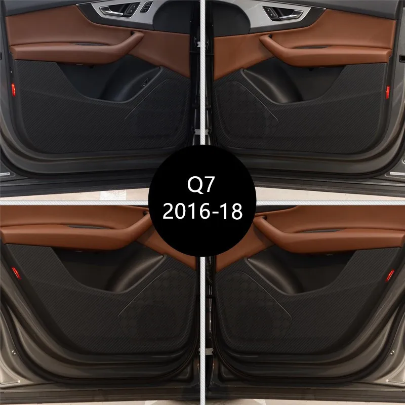 Car Door Anti Kick Pad Protection Decals For Audi A3 Q3 Q5 Q7 Carbon Fiber Stickers Auto Interior Accessories Car Door Anti Kick Pad Protection Decals For Audi A3 Q3 Q5 Q7 Carbon Fiber Stickers Auto Interior Accessories