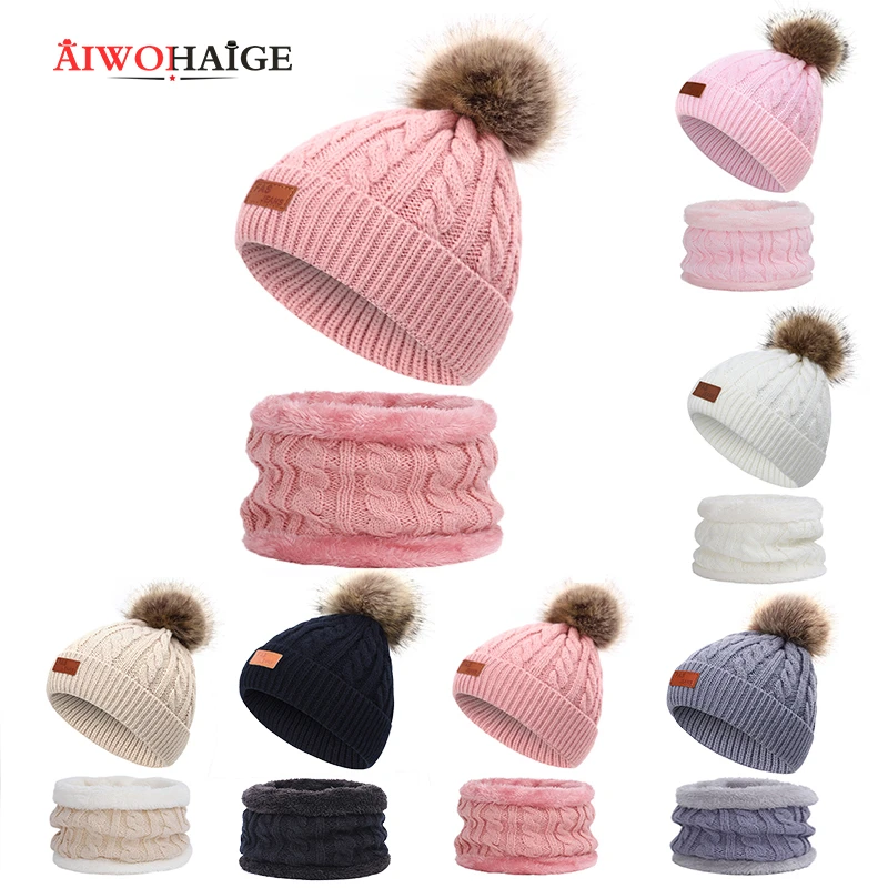 de gorros de abrigo para bufanda de anillo, pompones, gorros de punto, juegos, 2022|Sets de sombreros, bufandas guantes de niña| - AliExpress