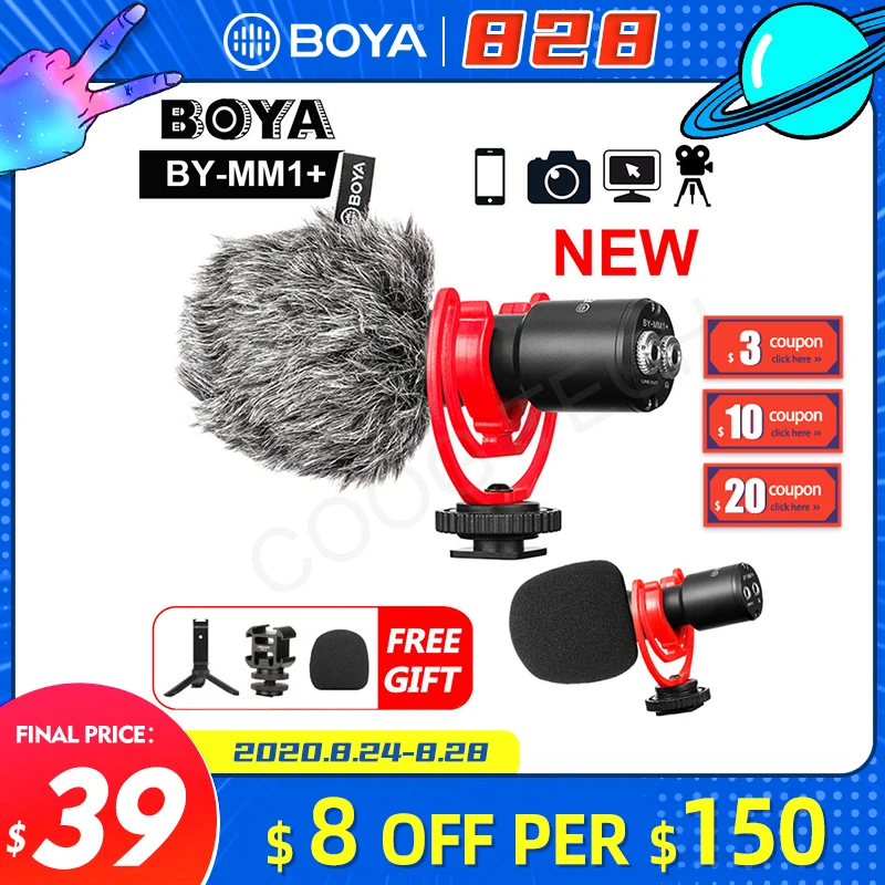Микрофон Boya BY MM1 + микрофон беспроводной супер кардиоидный конденсаторный