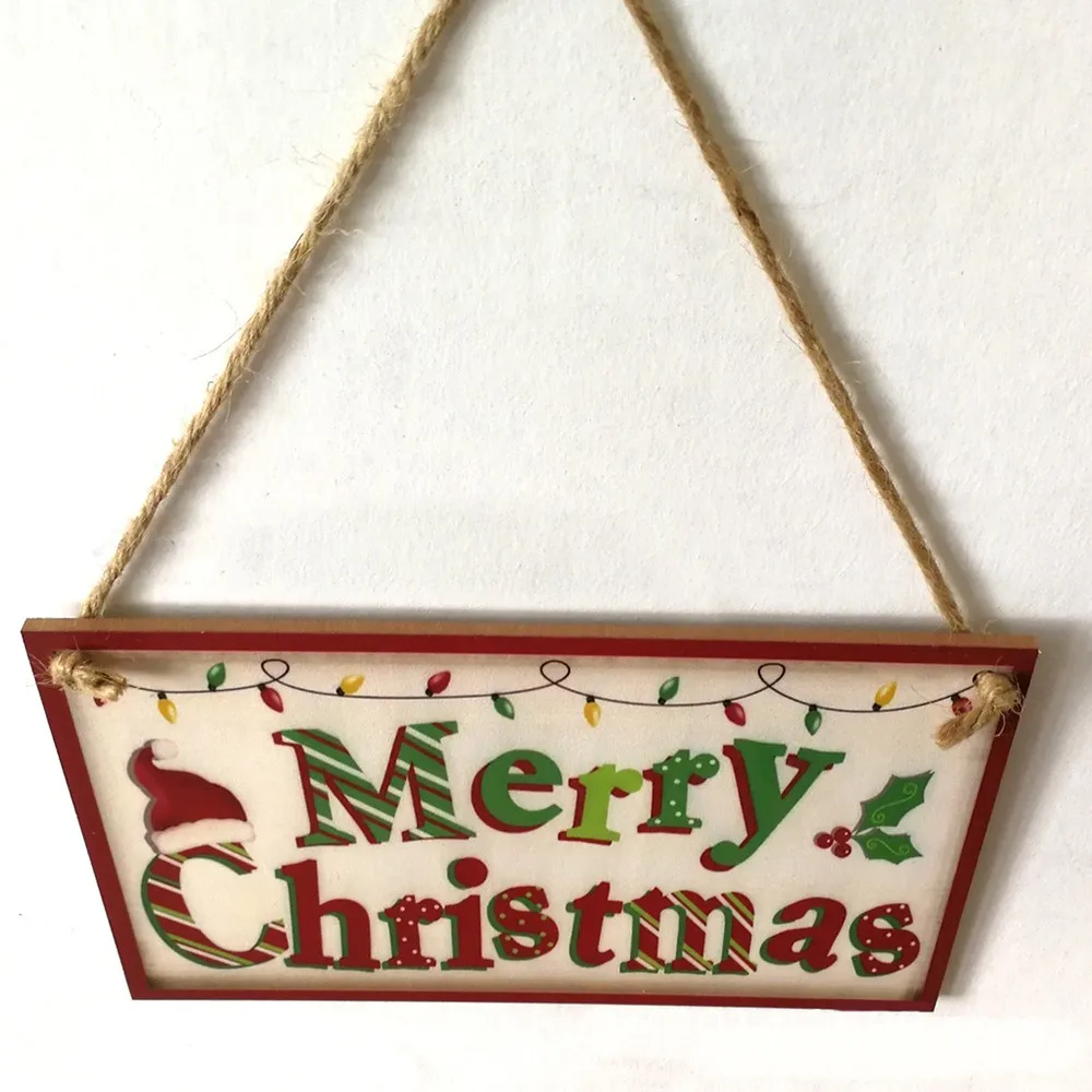 

Wooden Wall Door Sign Banner Hanging Plate Board wooden Merry Christmas Hanging Drops Home Interior Decoration