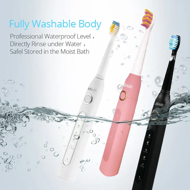 Seago SG-507 Sonic Electric Toothbrush USB Rechargeable Five Working Modes Fully Waterproof Replacement Brush Heads Teeth Brush Seago SG-507 Sonic Electric Toothbrush USB Rechargeable Five Working Modes Fully Waterproof Replacement Brush Heads Teeth Brush