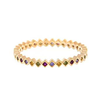 

Super Thin rainbow cz promise ring geometric Thin engagement band stack stacking finger rings