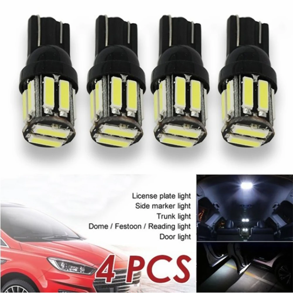 4 Stuks Auto Vervanging Licht T10 10 Smd W5W 194 168 Led Canbus Foutloos Side Wedge Light Bulb Lamp accessoires