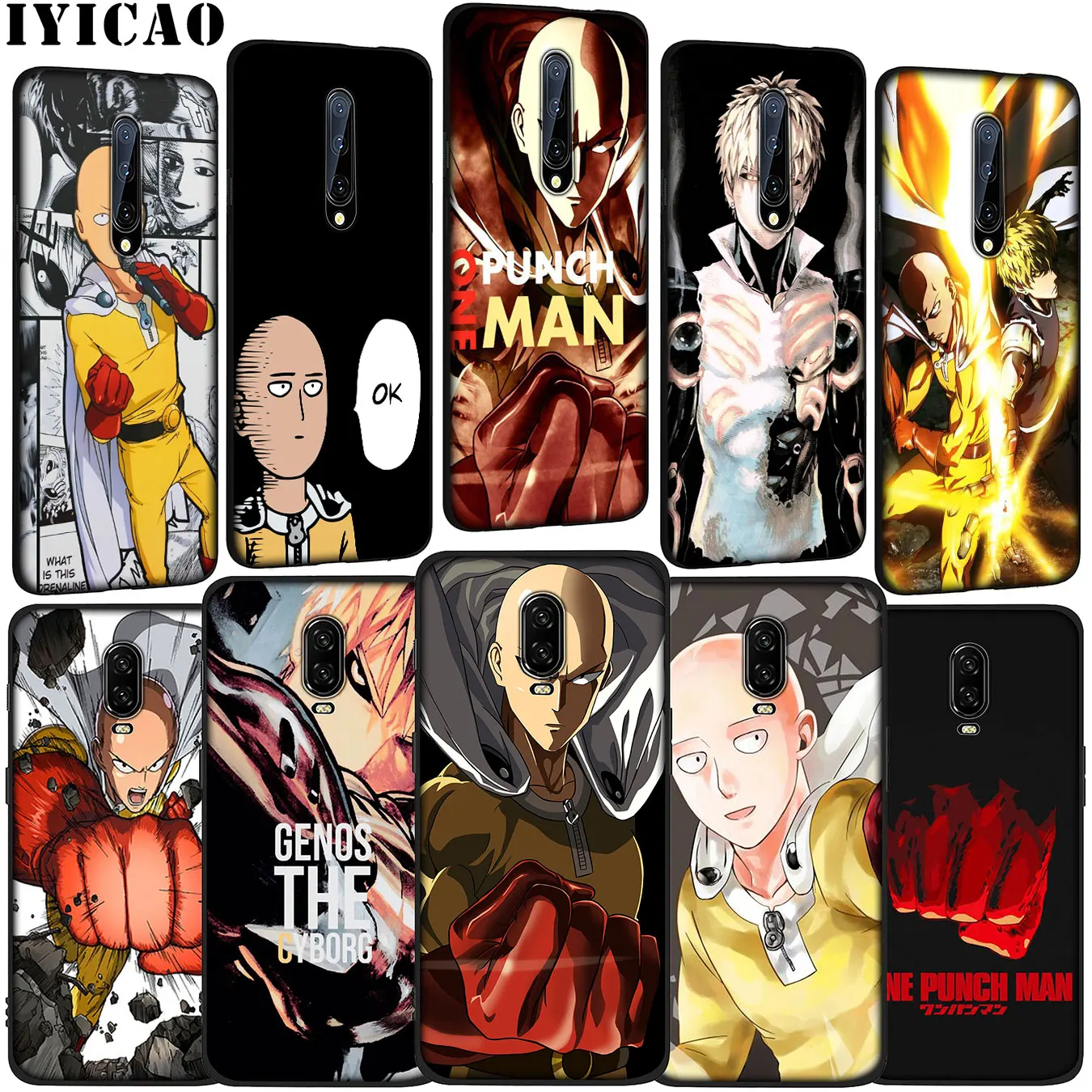 

IYICAO ONE PUNCH MAN Anime Soft Silicone TPU Black Phone Case for OnePlus 7 Pro 6T 6 5T 5 One Plus 7Pro Cover