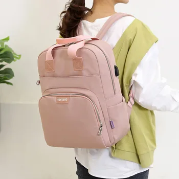 

2020 Pink Women Backpack Girls Shoulder Bag Waterproof Laptop Backpacks Schoolbag For Teenager Girls Travel
