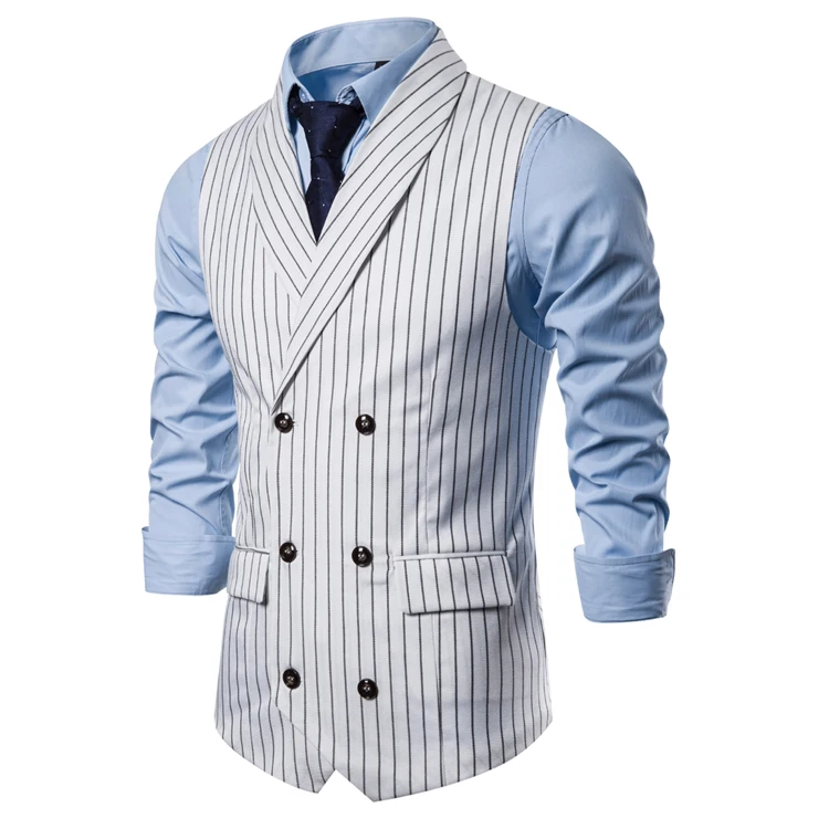 Формальный двубортный мужской жилет, повседневный полосатый клетчатый приталенный пиджак для мужчин, нарядные жилеты, деловые Свадебные Chalecos Para Hombre