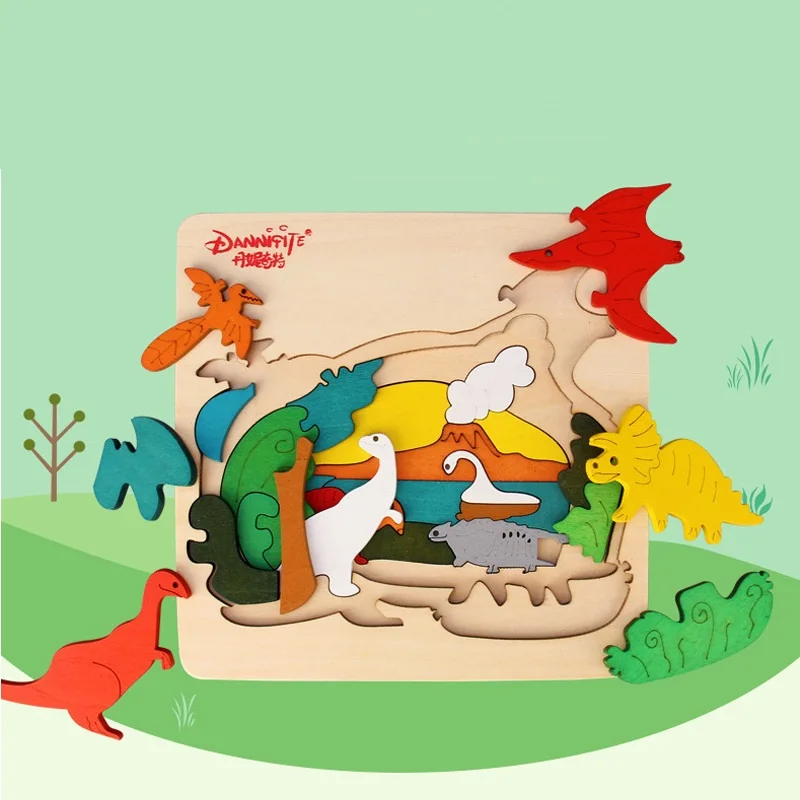 3D Пазлы игрушка животное мультфильм многослойная головоломка креативный ребенок деревянные Ранние обучающие игрушки для детей Подарки