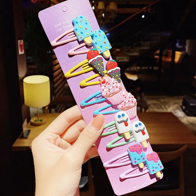 10PCS/Set New Girls Cute Cartoon Ice Cream Unicorn Hair Clips Kids Lovely Hairpins Headband Barrettes Fashion Hair Accessories 18