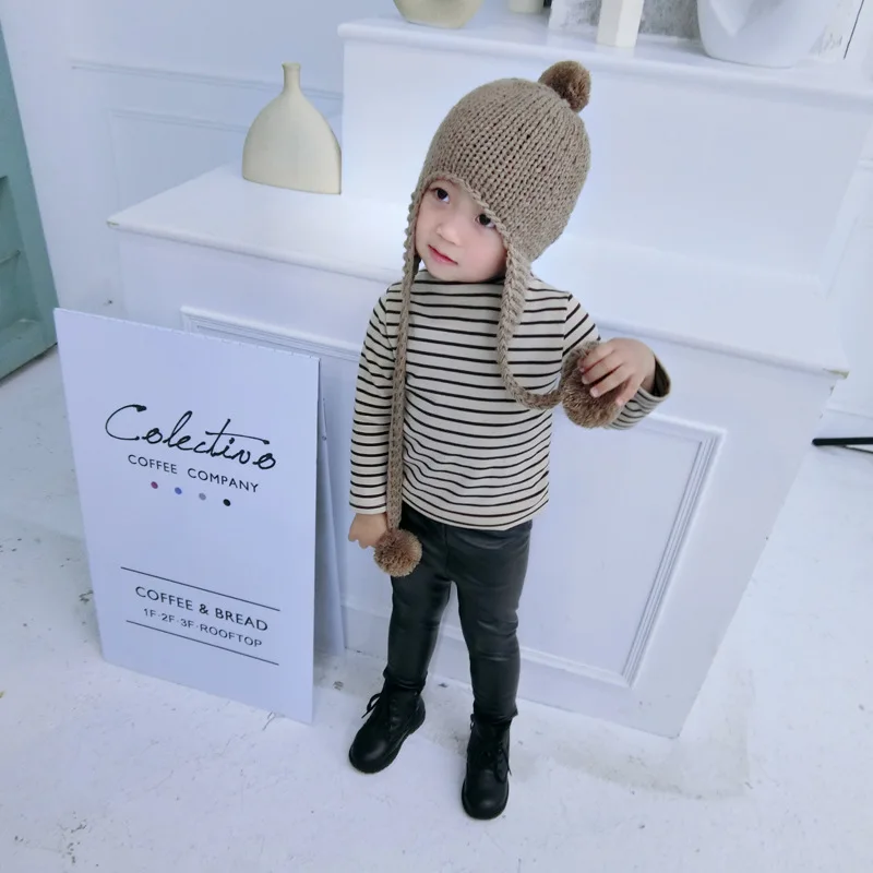 

Crawler 2019 Winter New Style BOY'S Pants with Velvet Girls Elasticity Leather Pants Baby Western Style plus Velvet Skinny Pants