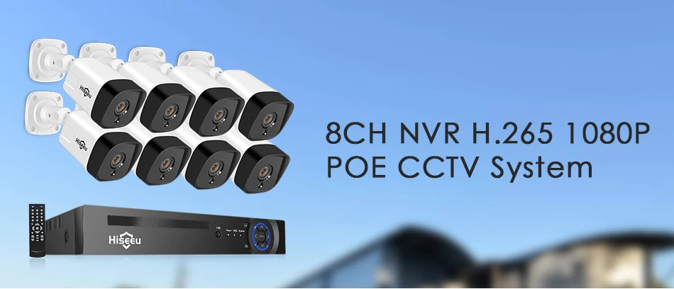 Hiseeu 8CH 1080P POE NVR CCTV система безопасности комплект H.265 2.0MP аудио запись ip-камера водонепроницаемый наружный комплект видеонаблюдения