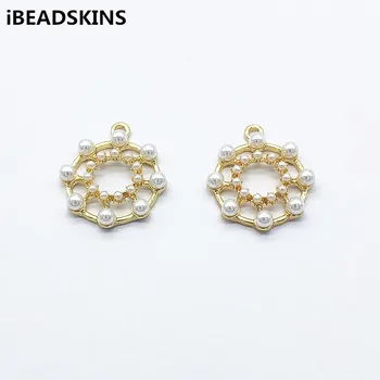 

New arrival! 27x24mm 50pcs Imitation pearls Round charm for Hand Made Earrings DIY parts,Jewelry making Findings & Components