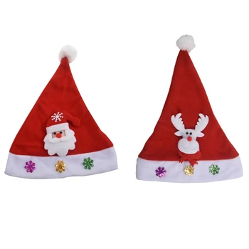 

2x Elk Pattern /Santa Claus with LED Lights Children Hat Cap Christmas Hat 30 x 25cm