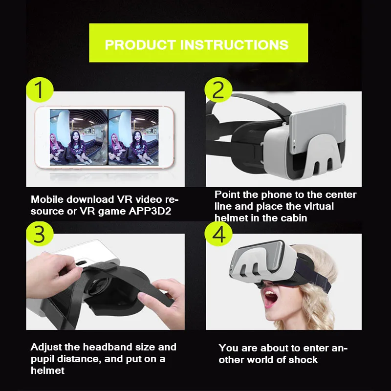 VR Glasses With Two 40mm Professional Optical Lenses 360° Panoramic Video Ergonomic Design Independent Force System | Электроника