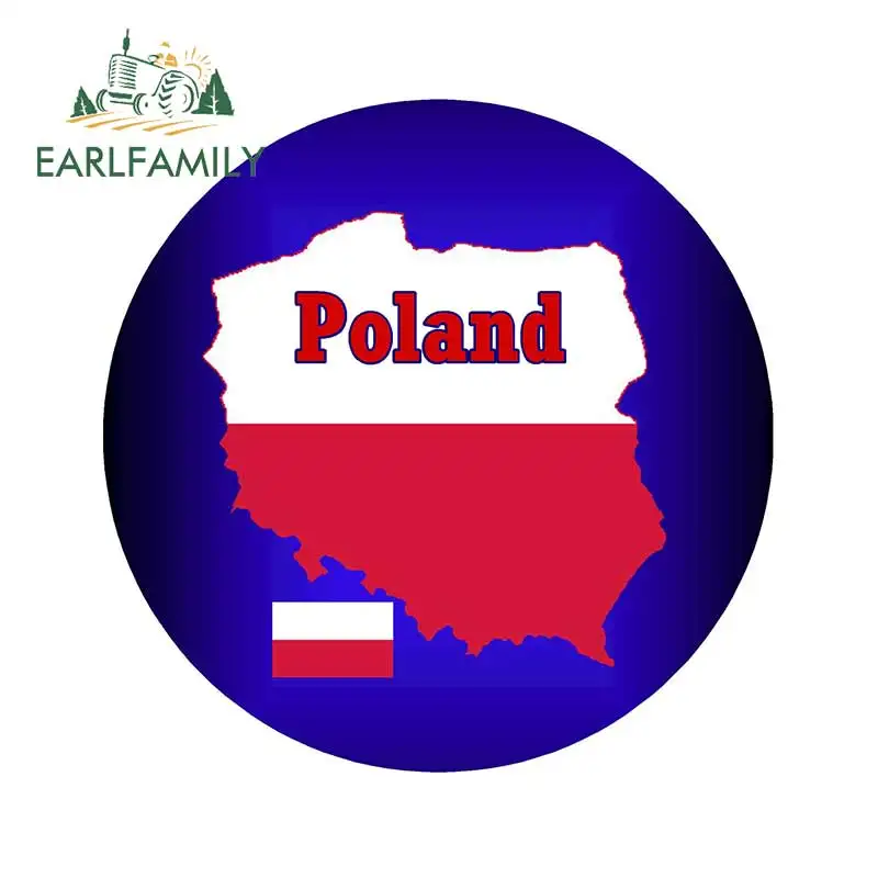 Автомобильные наклейки EARLFAMILY 13 см x карта Польши флаг наклейка Круглый сувенир