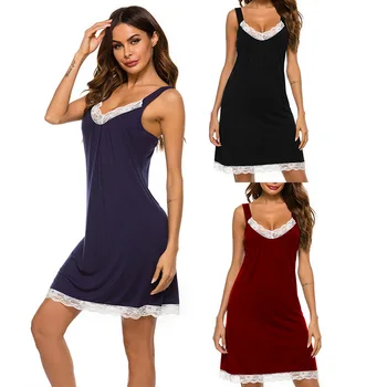 

New Fashion Women's Clothing Strap Nightdress Summer Sexy V-neck Dress Home Service Dress