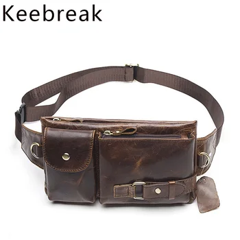 

Genuine Leather Bags Waist Bag Fanny Packs Black Chest Bag For Men Crazy Horse Leather Small Money Shoulder Sling Belt Bag 2020