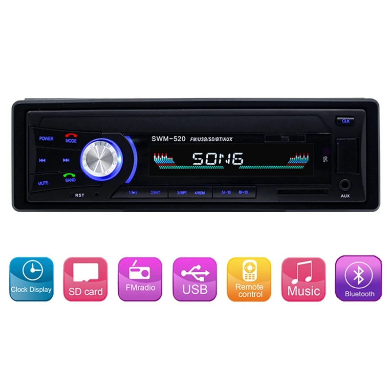 Bluetooth V4.0 авто стерео радио автомобильный Радио 1Din 12 В в-тире AM FM Aux SD USB MP3 автомобильный аудио плеер