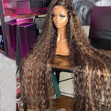 Ambition Curly Human Hair Wigs Pre plucked 13x6 Lace Front Wigs 180% Transaprent Lace Highlight Curly Glueless Lace Hair Wigs
