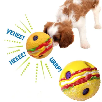 

Hamburger Shaped Dog Toy Squeaky Ball Giggle Ball Funny Pets Dog Sound Ball Toy Rolled or Shaken Toy for Medium Large Dogs