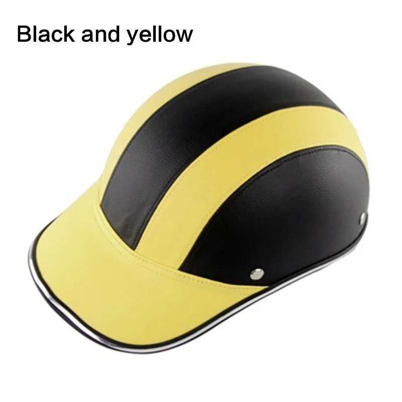Мотоциклетные шлемы из искусственной кожи, велосипедные шлемы для скутеров, регулируемые мужские и женские шлемы для шоссейного велосипеда, бейсбольная кепка, защитные шлемы - Цвет: Black yellow