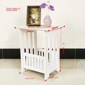 

White Coffee Table Simple Small Round Table Tea Table Living Room Small Square Table Magazine Table Bedside Table Storage Holder