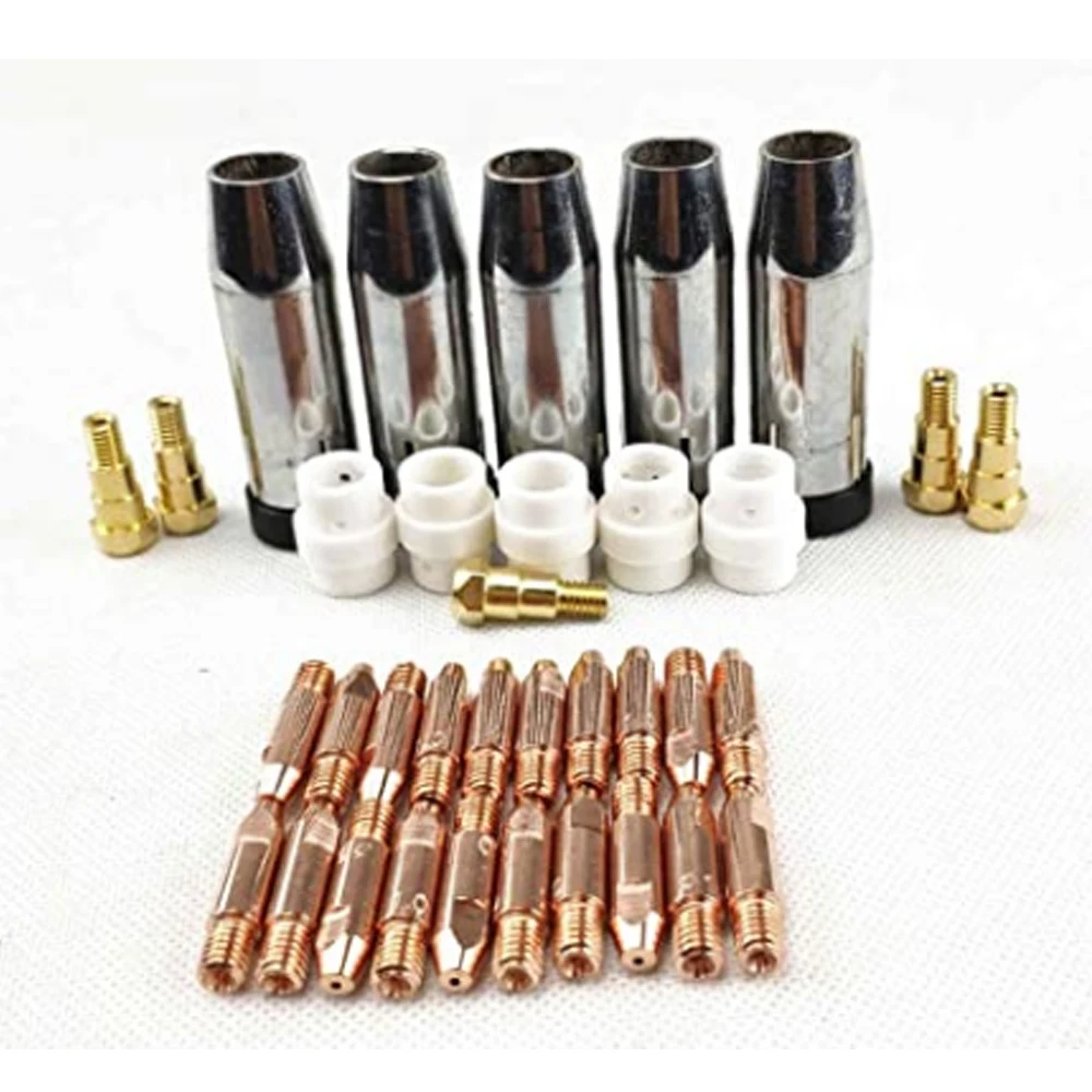 24KD Welding Torch Consumable 35pcs 0.8mm 1.0mm 1.2mm MIG Torch Gas Nozzle Tip Holder Gas Diffuser of MIG MAG Welding Machine