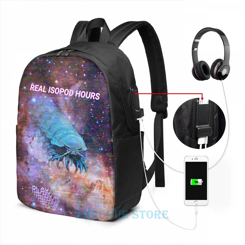 Забавный графический принт настоящий Isopod Hours USB зарядный рюкзак мужские школьные