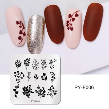 

PICT YOU Square Flower Leaves Natural Plants Nail Stamping Plates Flower Patterns Nail Art Image Stamp Templates Stainless