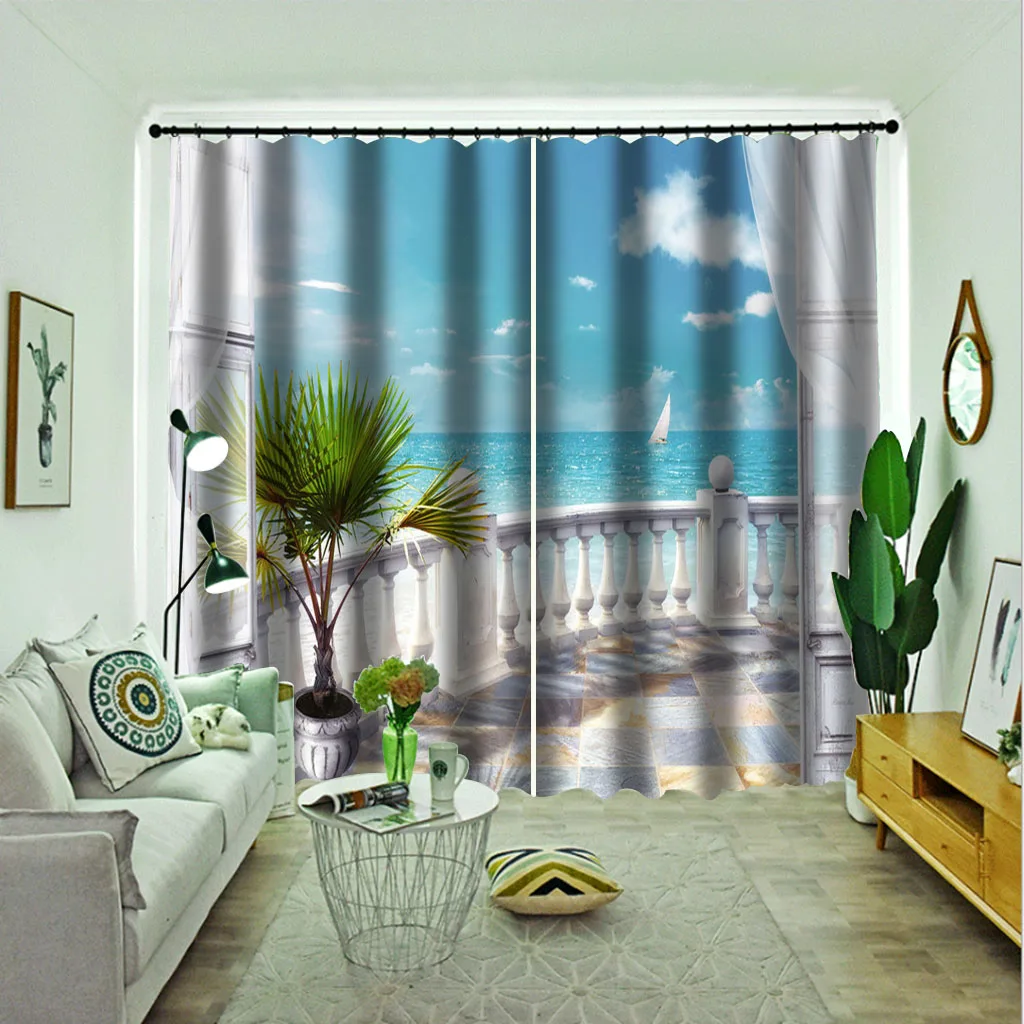 

High quality custom 3d curtain fabric nature scenery landscape curtains 3d stereoscopic curtains