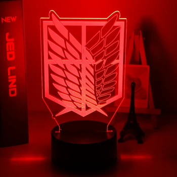 

3d Illusion Led Night Light Wings of Liberty 7 Colors Changing Nightlight for Kids Room Decor Table Lamp Attack on Titan Gift