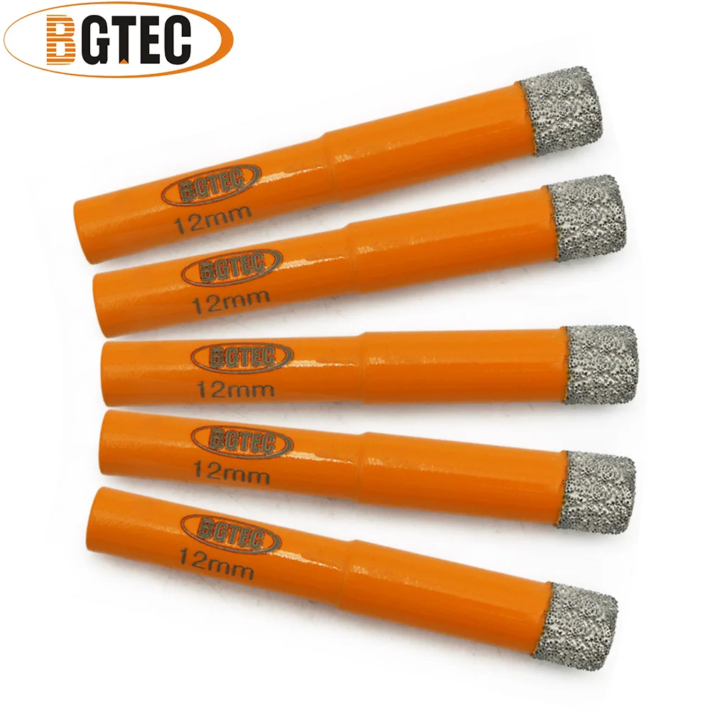 

BGTEC 5pcs Dia 10mm Dry Vaccum Brazed Diamond drill bits Masonry drill core bits drilling bits with Round shank