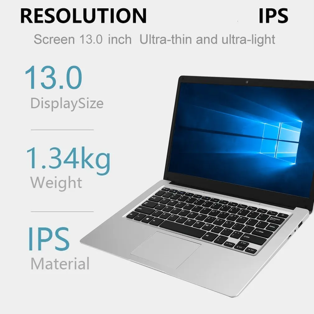 13.3 Inch Laptop 3+32GB Four Core Windows 10 Ips Screen Laptops Computer With 4 National Keyboard Films WIFI HDMI-compatible