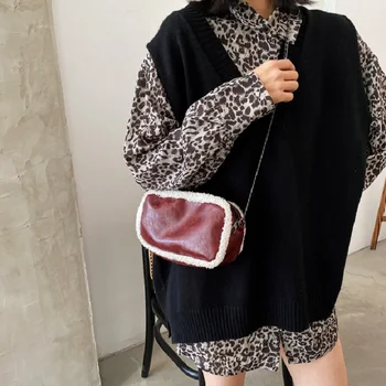 

Mini Retro Women's Flap Bags 2020 Winter Lady Handbag Tote Soft Leather Crossbody Messenger Shoulder Chain Bag Plush Coin Purse