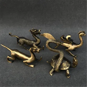 

Dragon Animal Bronze Sculpture Four Great Beasts Miniatures Figurines Craft White Tiger Suzaku Fengshui Home Decor Accessories