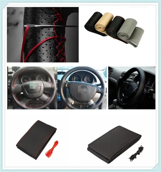 

car auto DIY Braided Hand Sewing Steering Wheel Cover S M L Code Auto Parts for Honda Sports Ridgeline NeuV S660 Project D M