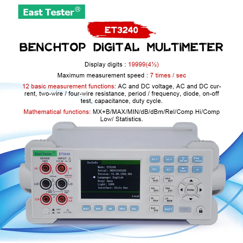 ET3240 Автоматический цифровой мультиметр 22000 отсчетов с 3 5 дюймовым TFT большим